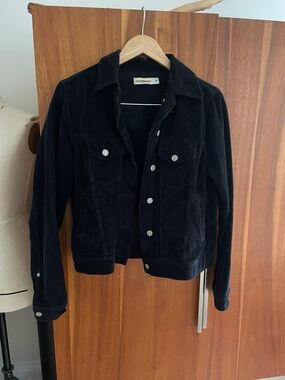 The Cords & Co. Black Corduroy Trucker Jacket with Silver Buttons